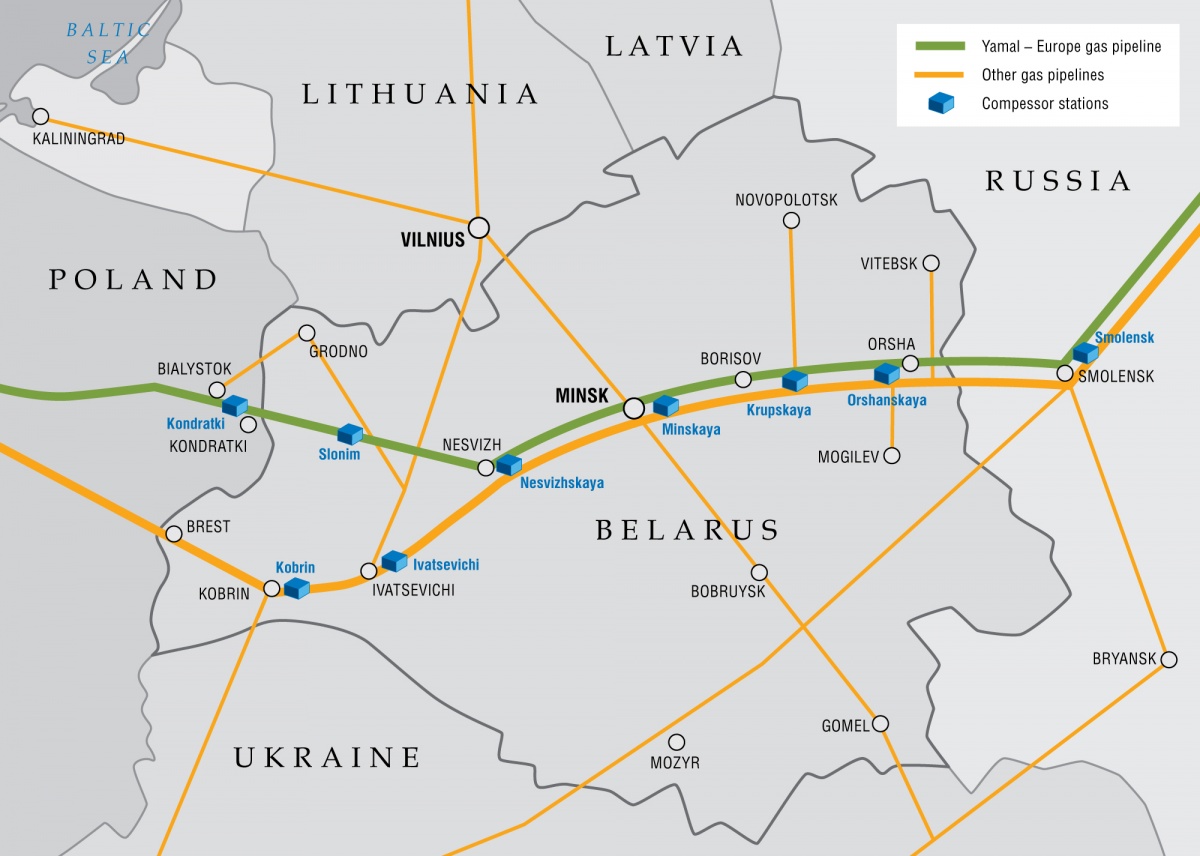 Gas trunklines in Republic of Belarus (gazprom.com)